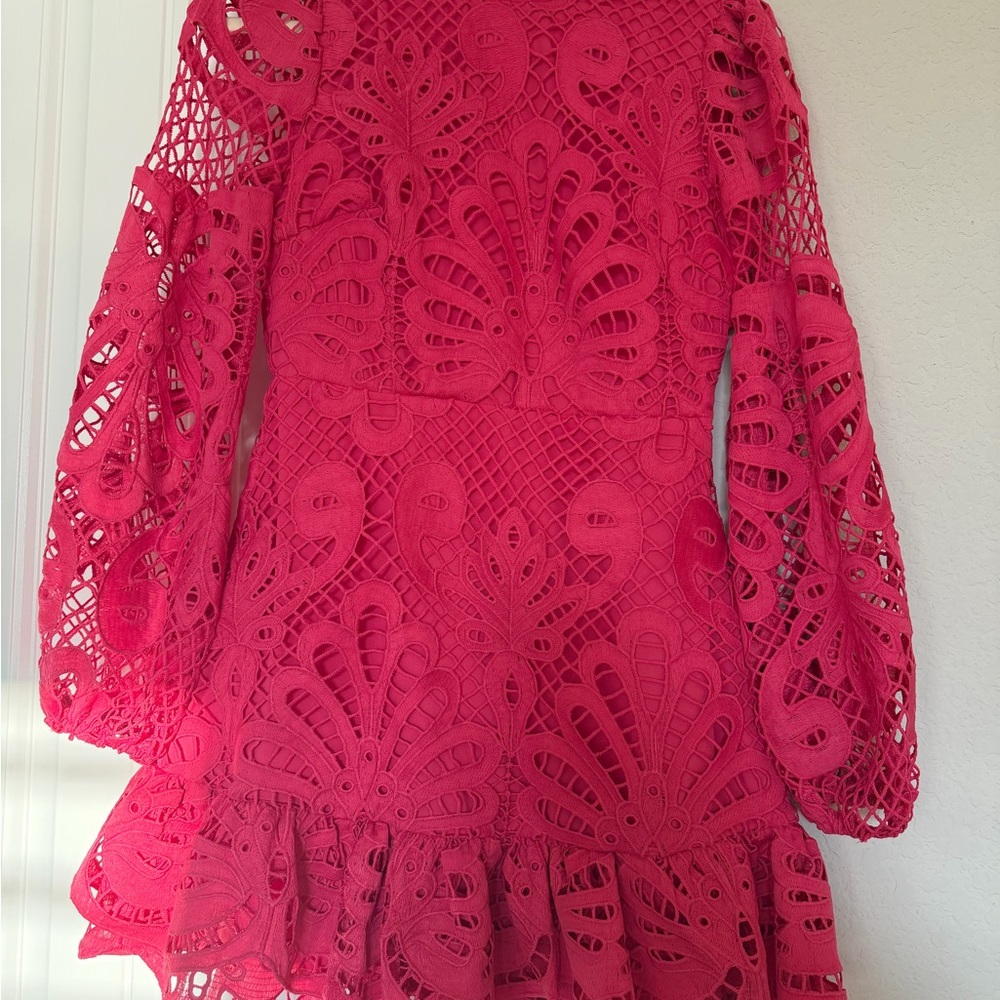 Aqua Elegant Pink/Fushia Lace Dress Small
